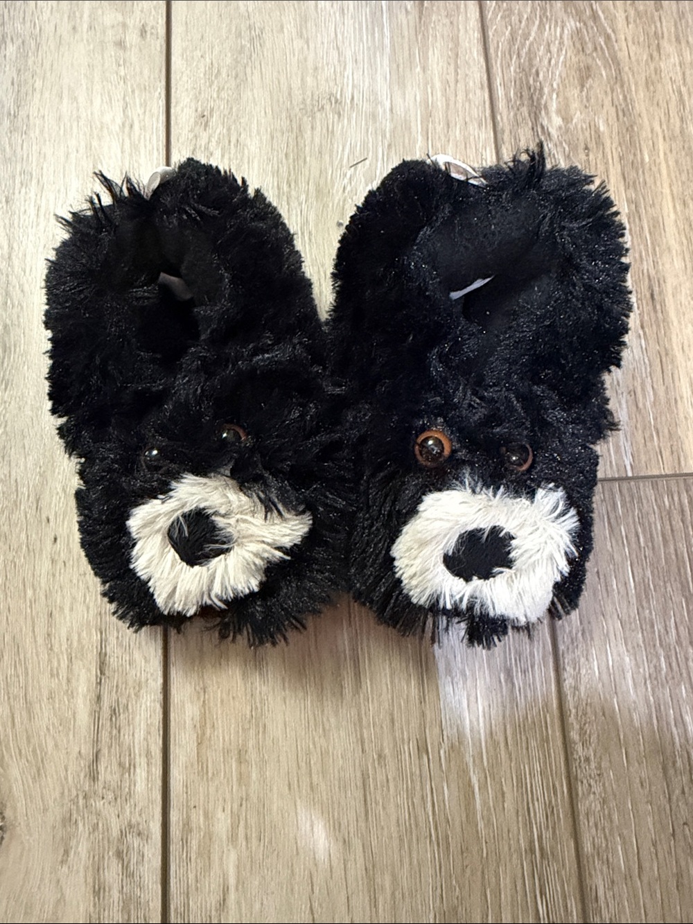 Kids (5-8) Black and White Bear/ Dog Slippers